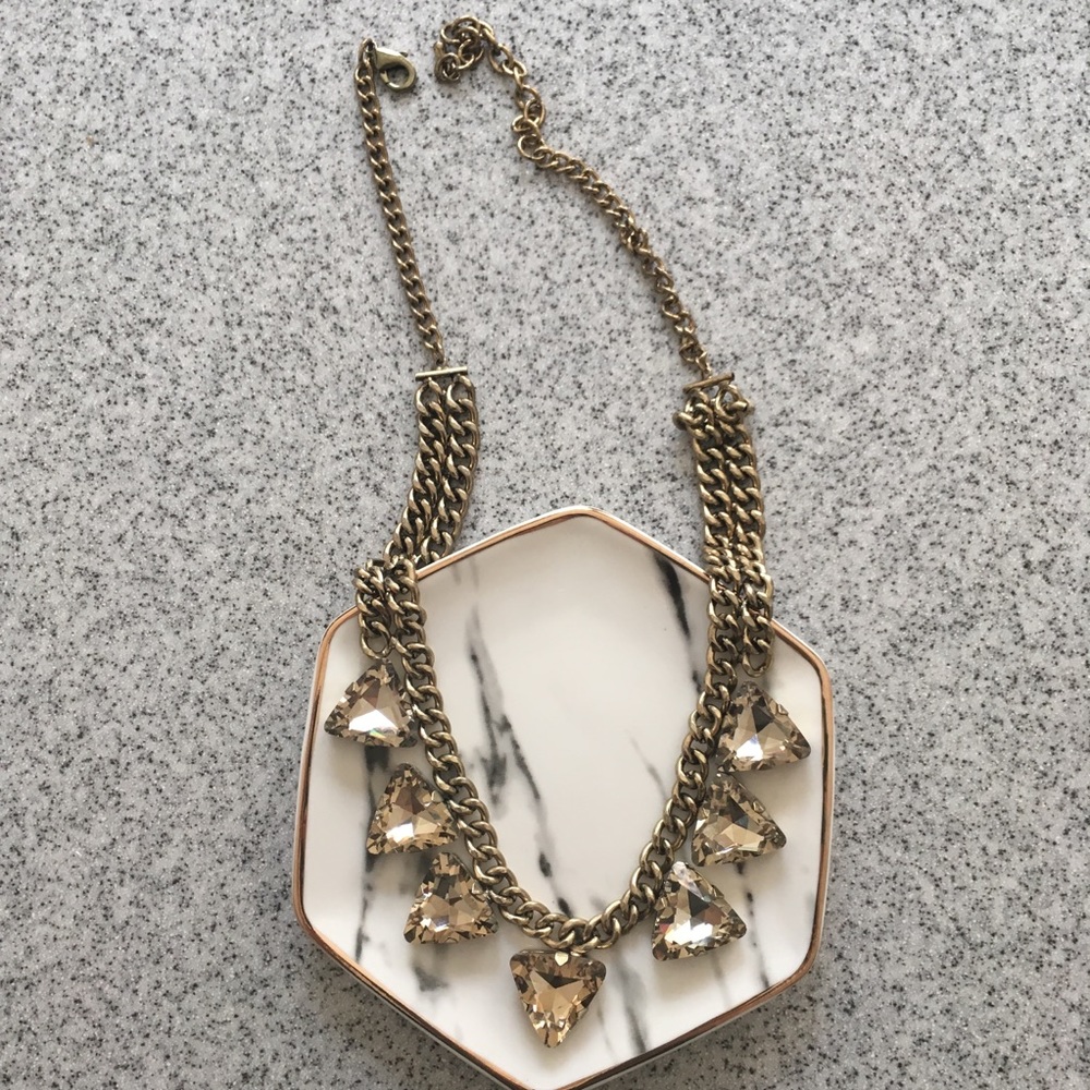 Gold Triangle Cut Diamonds Statement Necklace - image 1